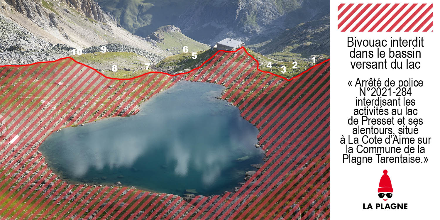 bivouac interdit au lac de presset dans le beaufortain