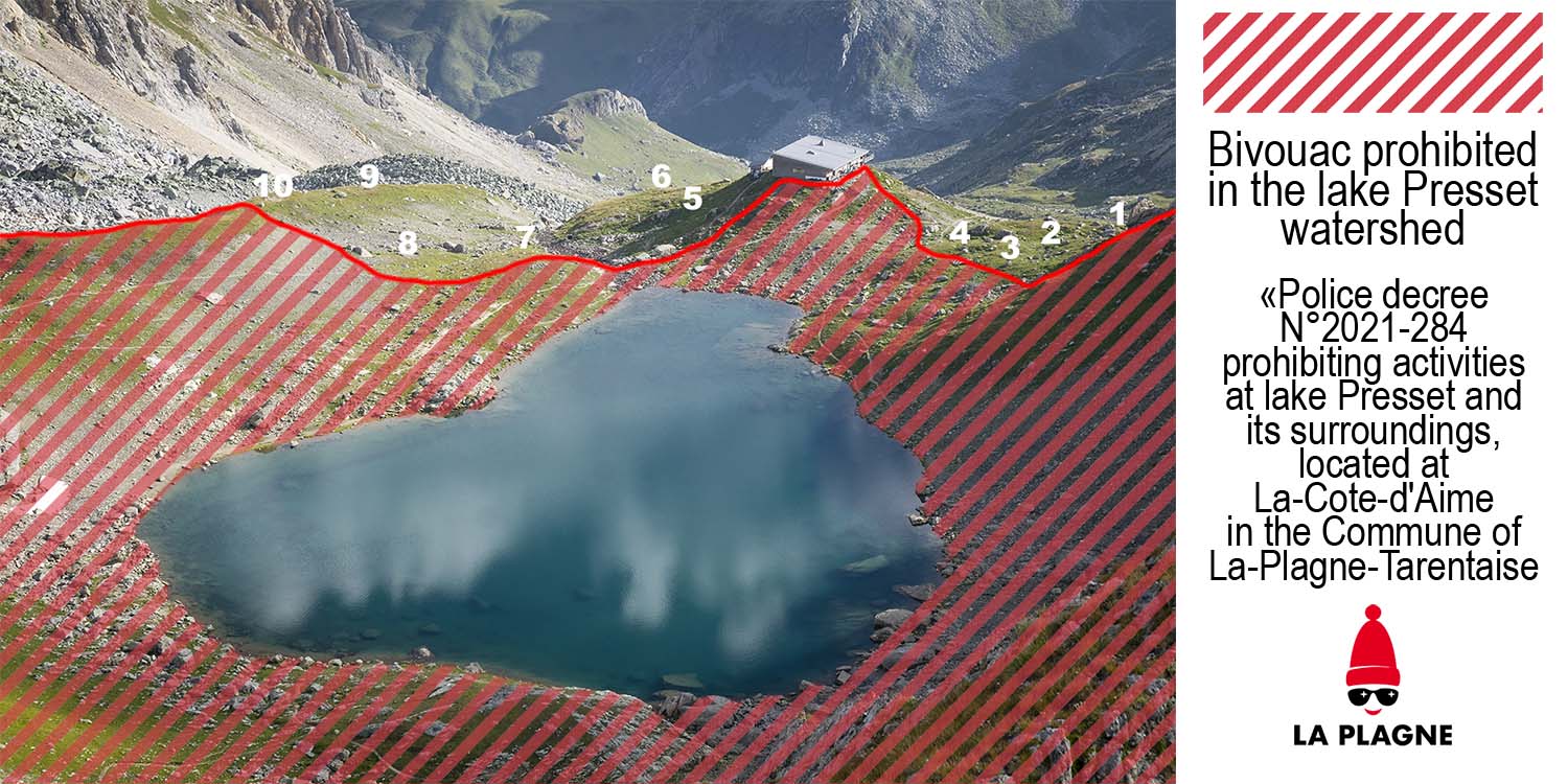 bivouac interdit au lac de presset dans le beaufortain